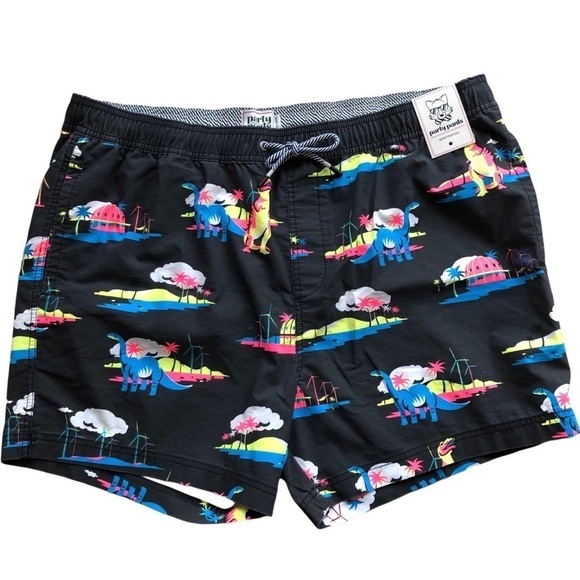 Party Pants Mens XXL Dinosaur Print 5 Inch Shorts - Picture 3 of 16